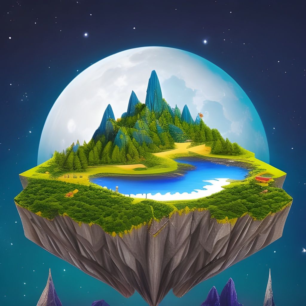 Isometric Floating Island with Wizard Tower