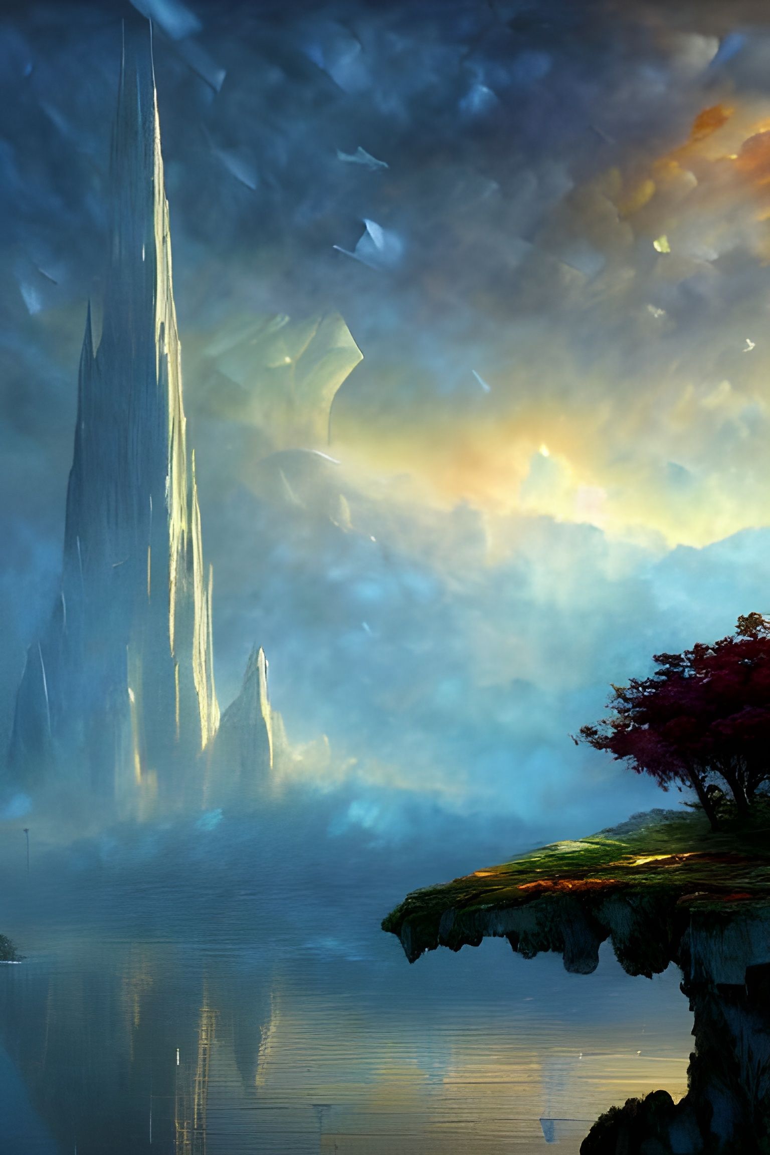 Floating Ivory Tower, Fantasy Art