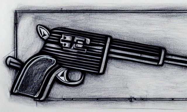 Hyperdetailed Charcoal Gun Blueprint Illustration