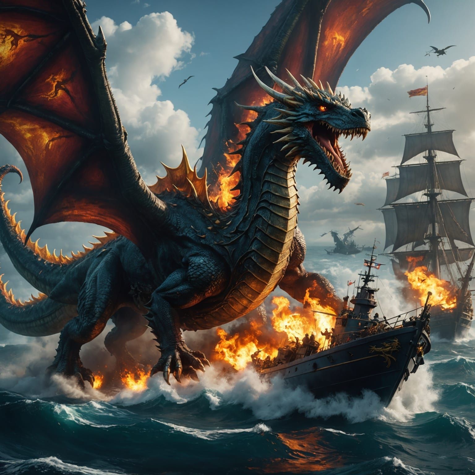 Epic Dragon Battle with Spanish Navy