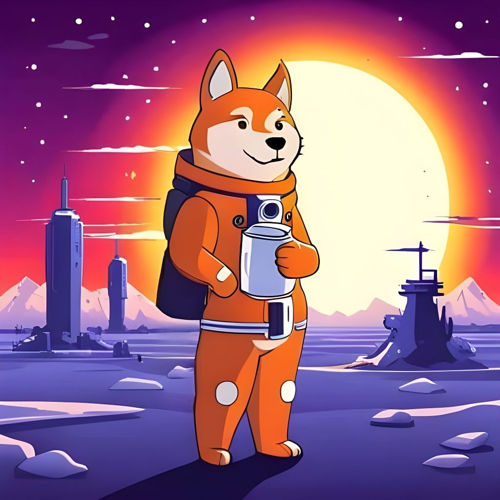Shiba Inu Astronaut with Coffee Mug: Vector Art