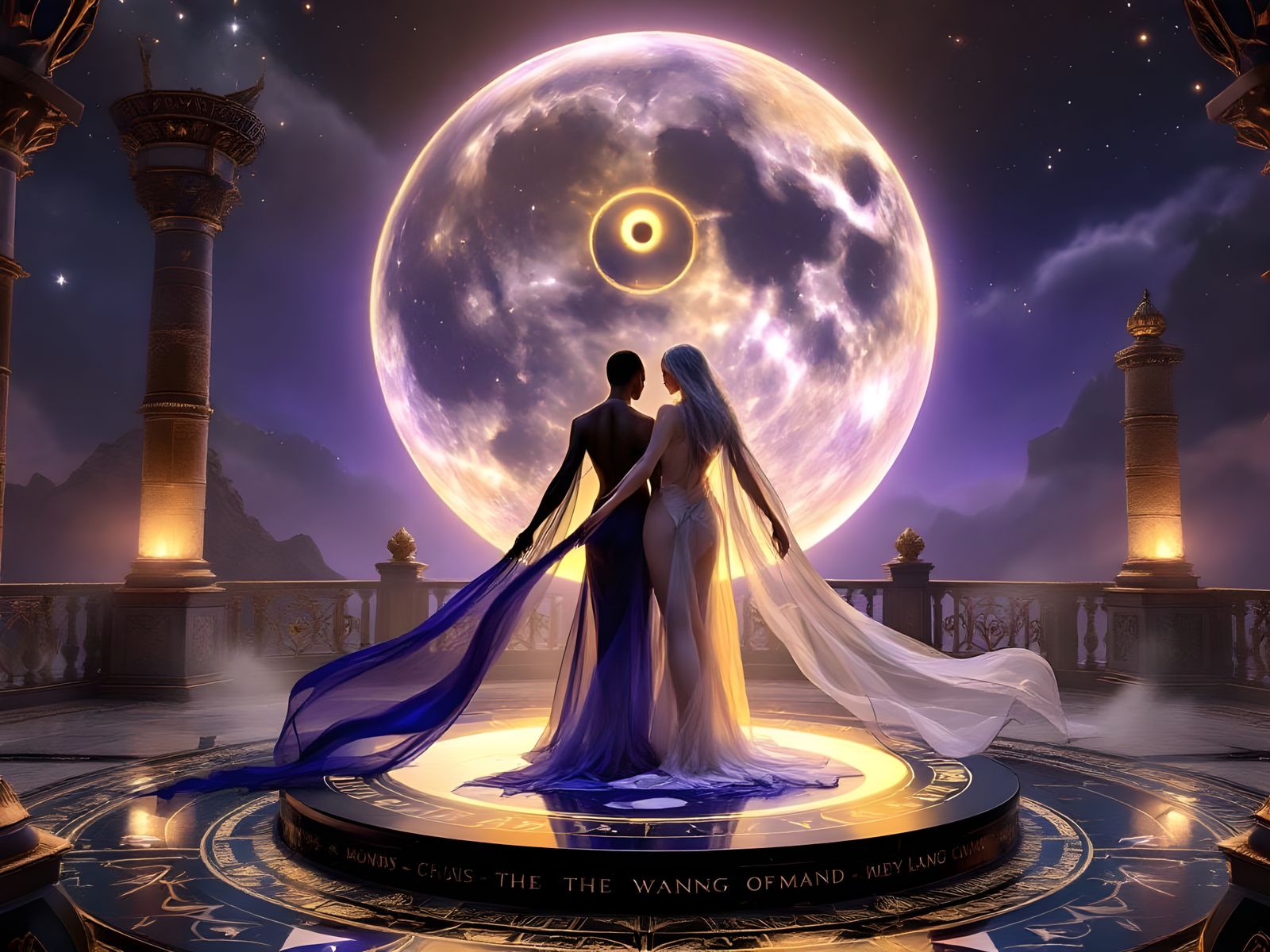 Ethereal Moonlit Scene Inspired by Yin & Yang
