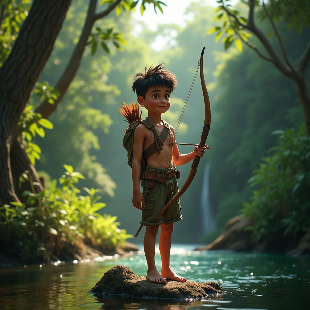 Amazonian Teen Cartoon in Disney Pixar Style