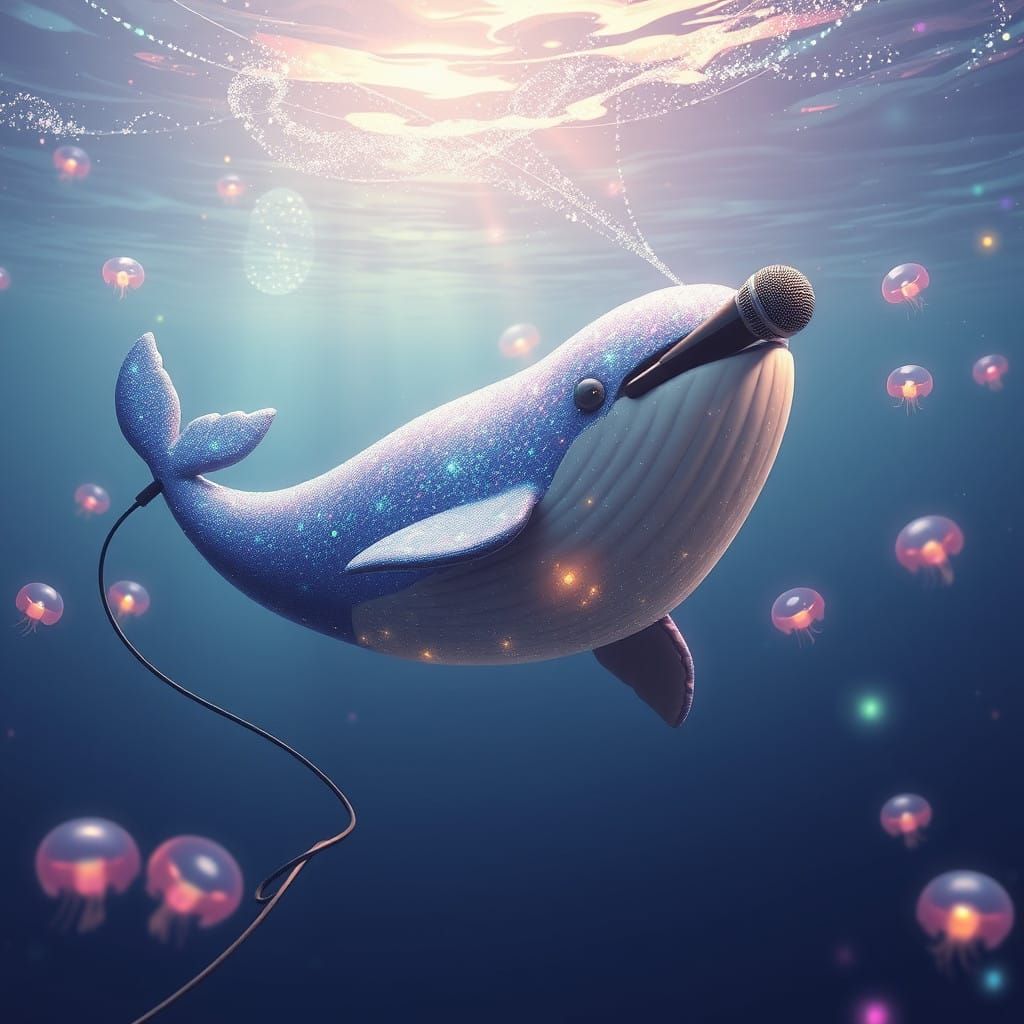 Whale in Ethereal Tailcoat, Singing with Oceanic Abandon