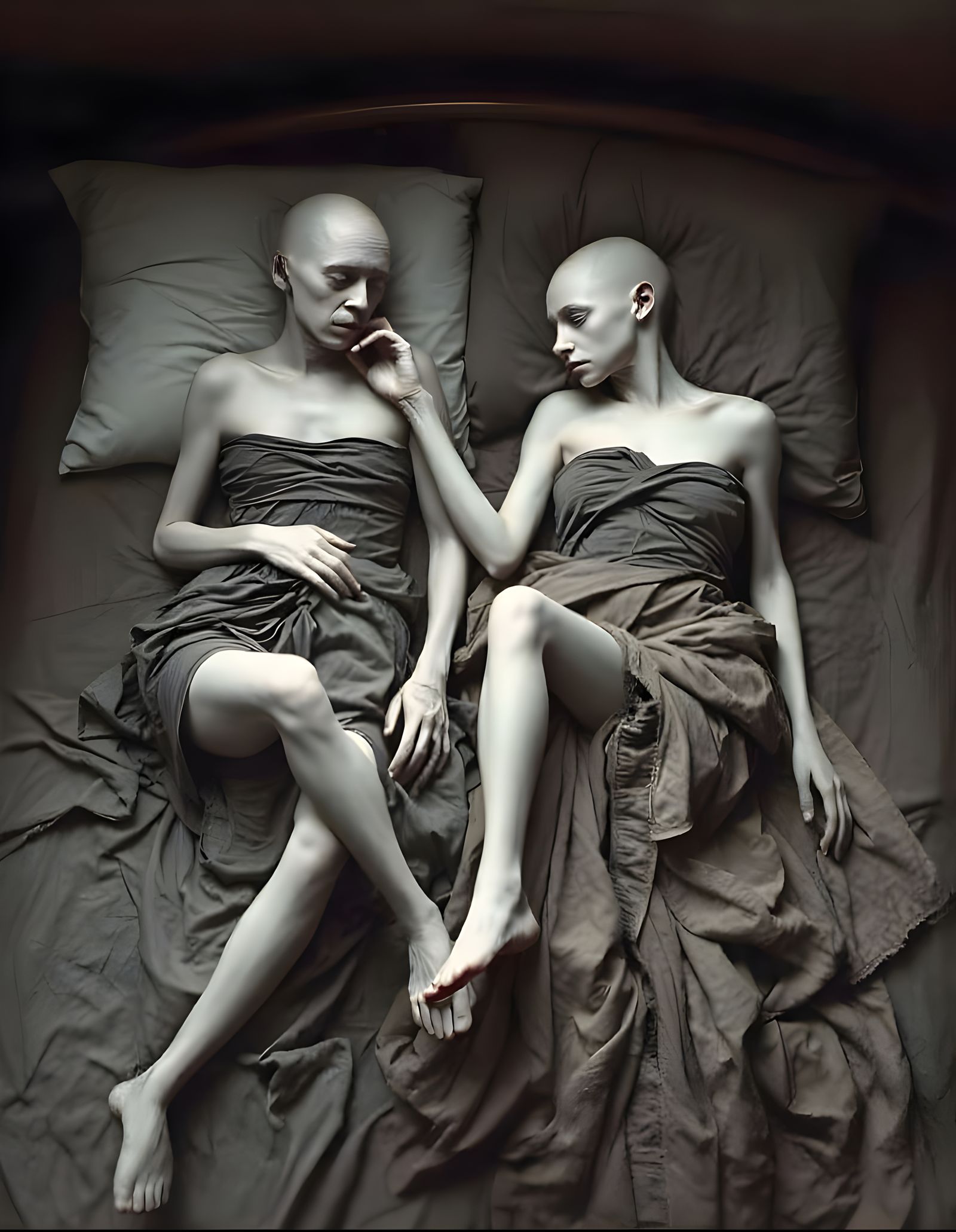 Melancholic Pietà: Grotesque Scene in Renaissance Style