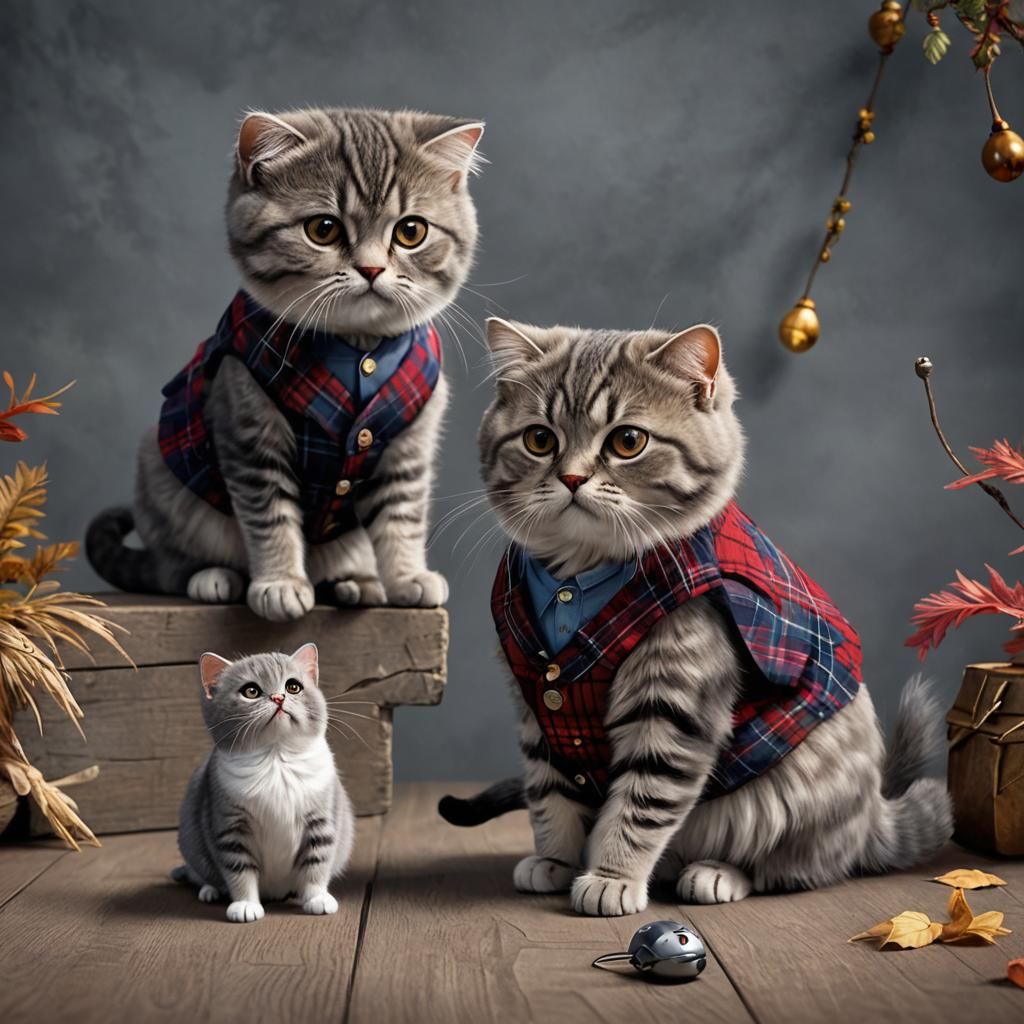 Scottish Fold Cat and Mouse Fantasy Art
