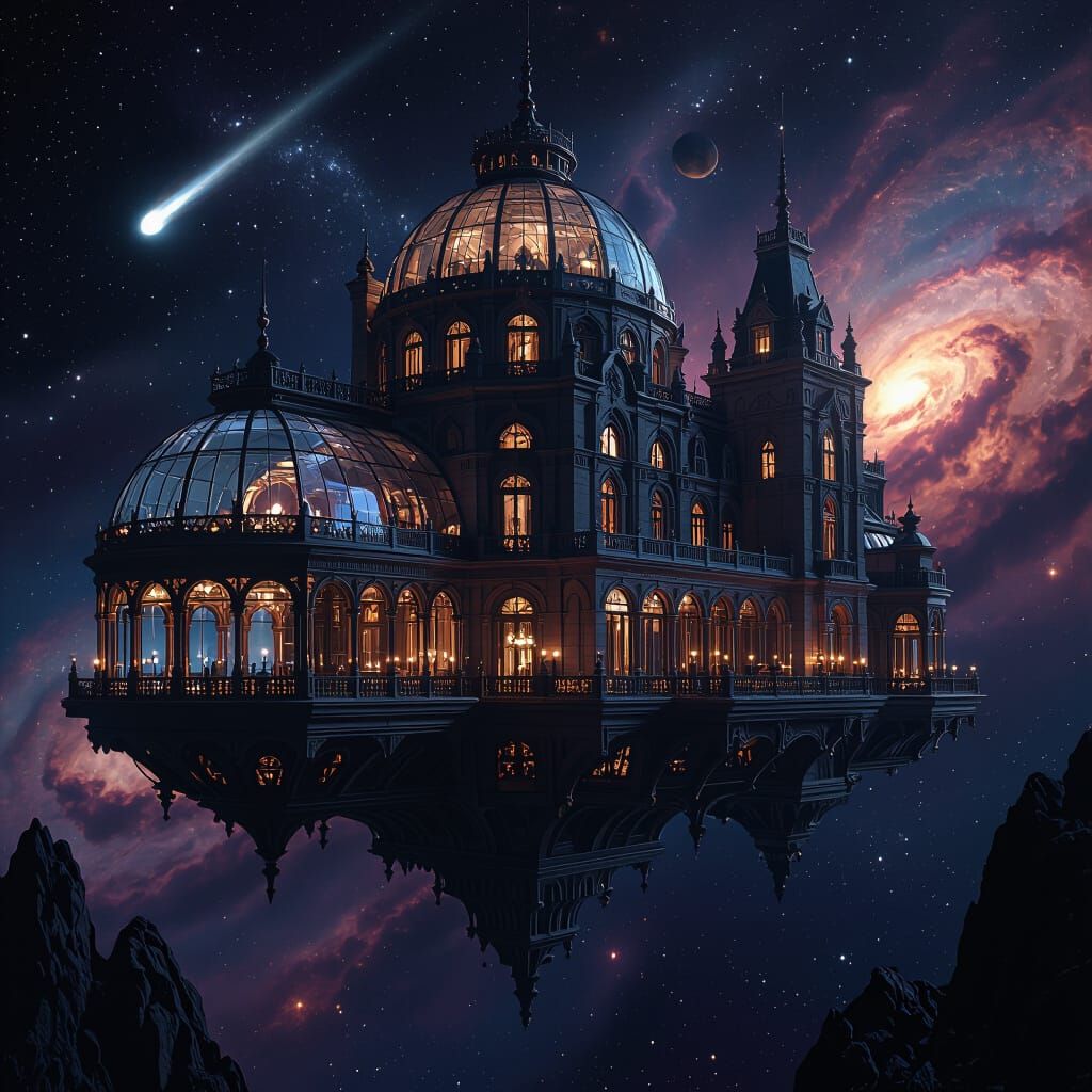 Victorian Hotel Drifting Through Space