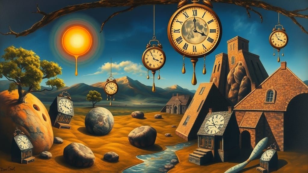 Surreal Landscape with Melting Clocks, Salvador Dali Style