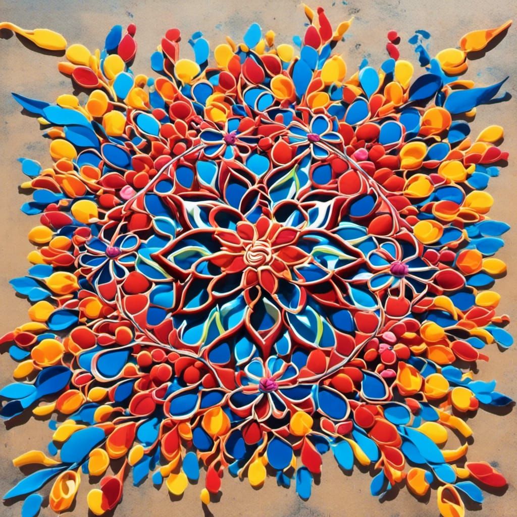 Diwali 3D Rangoli with Hyperreal Graffiti Elements