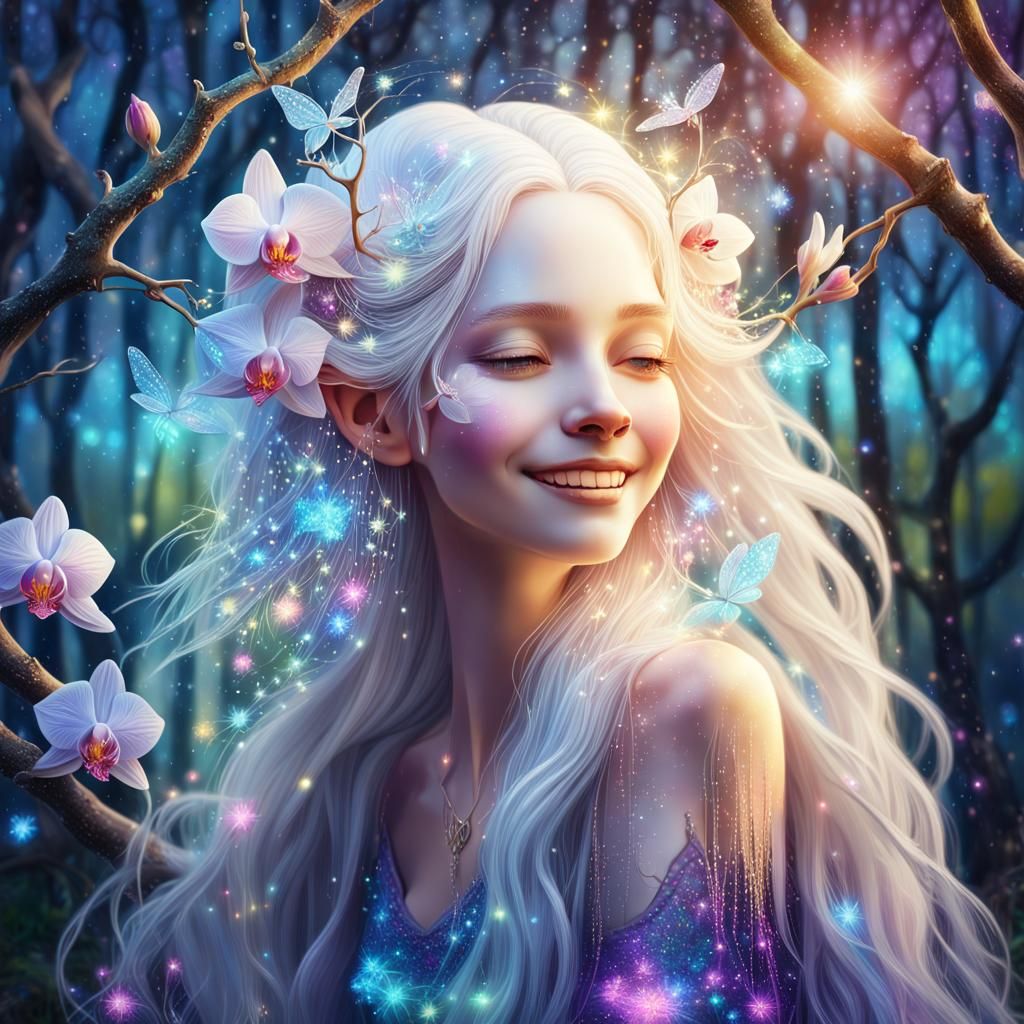 Surreal Cosmic Fairy in Dreamlike Forest, Astral Glow