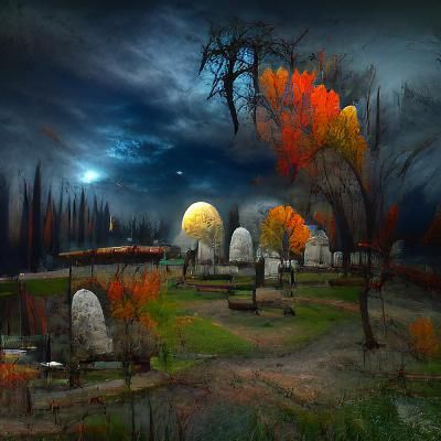 Autumn Graveyard: A Peaceful, Haunting Scene