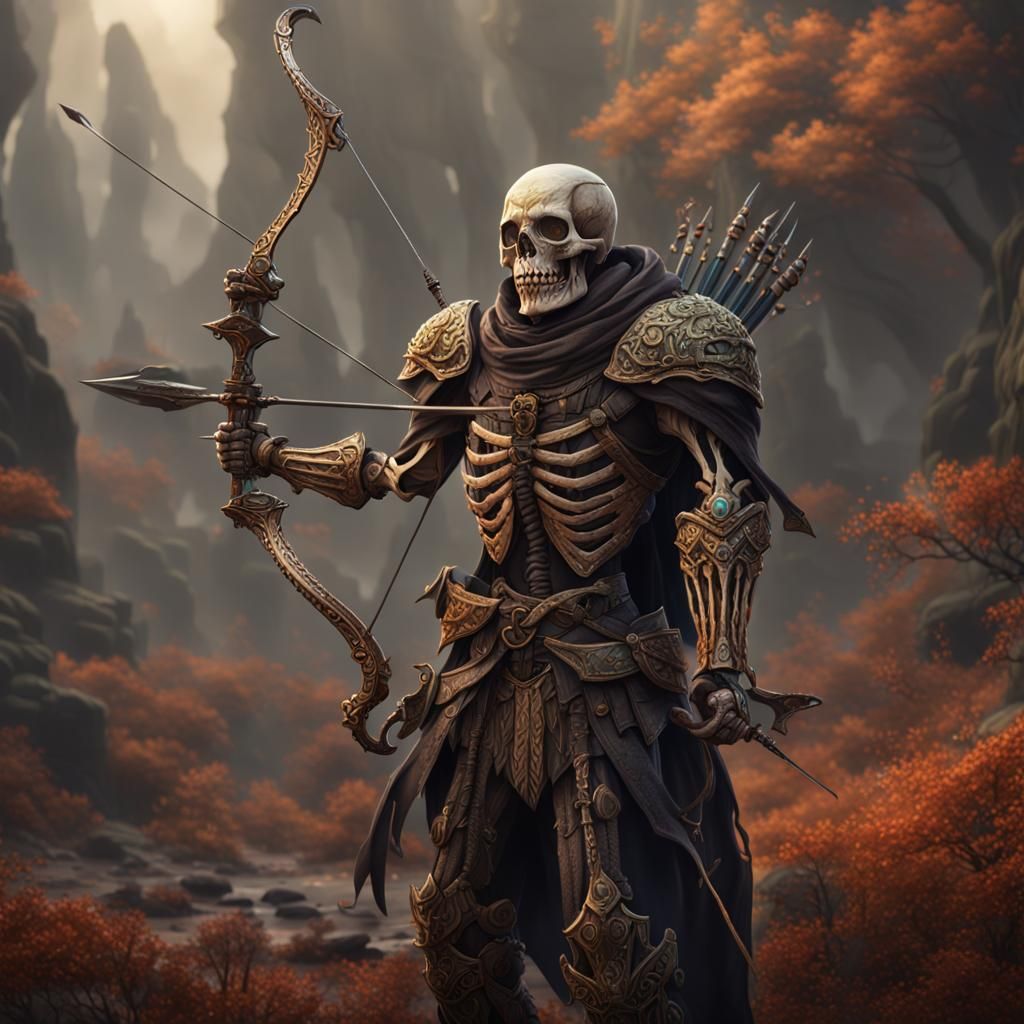 Skeletal Archers in Detailed Matte Painting Style