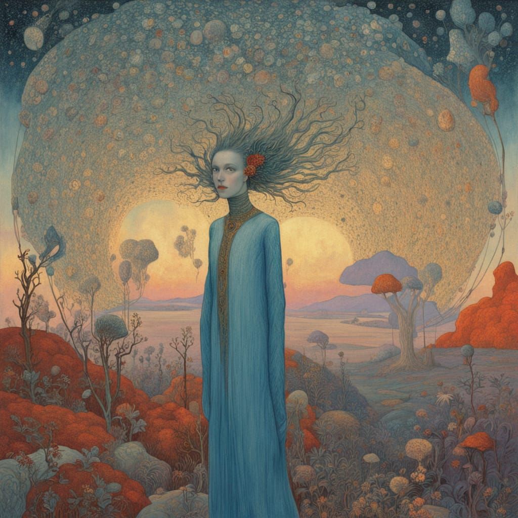 Mystical Creature in a Sunset Labyrinth