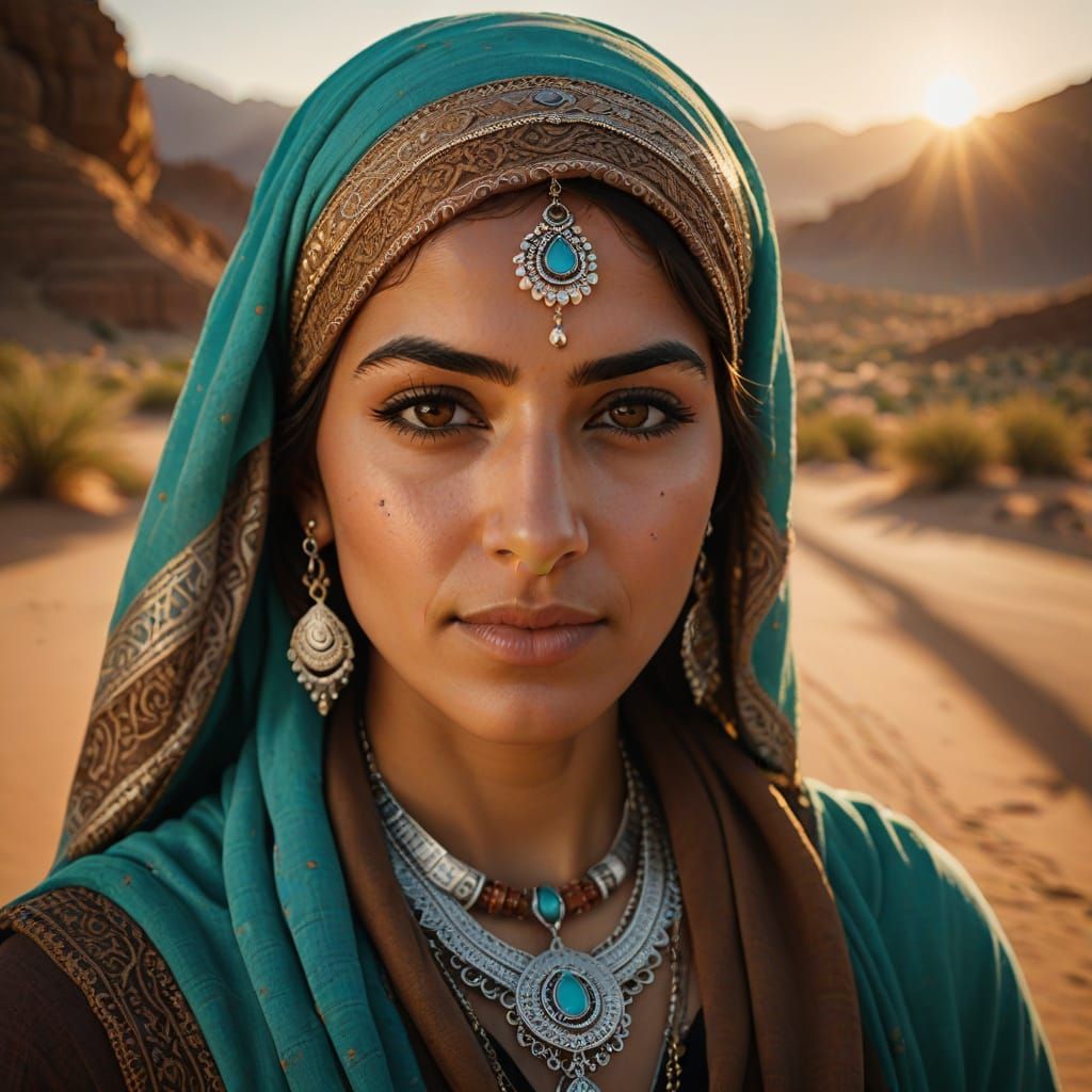Middle Eastern Beauty with Henna, Portrait Photography