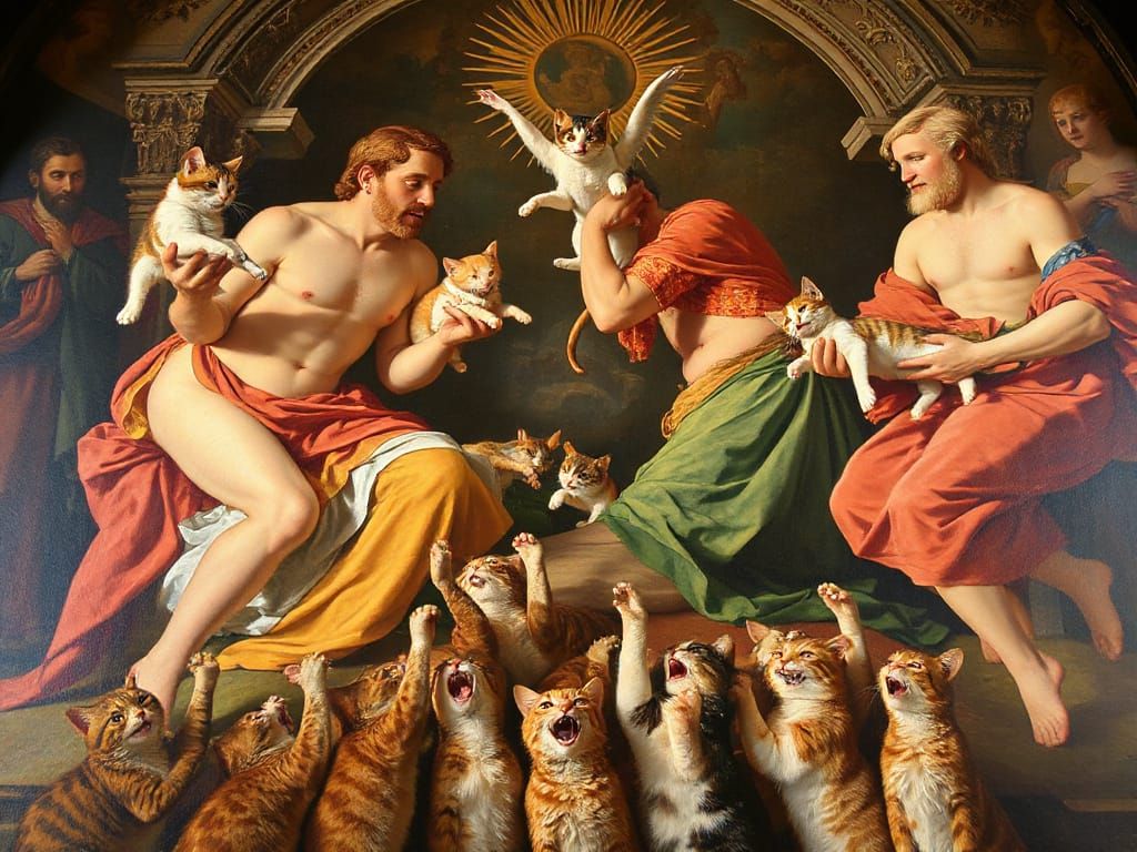 Sistine Chapel Recreation with Cats