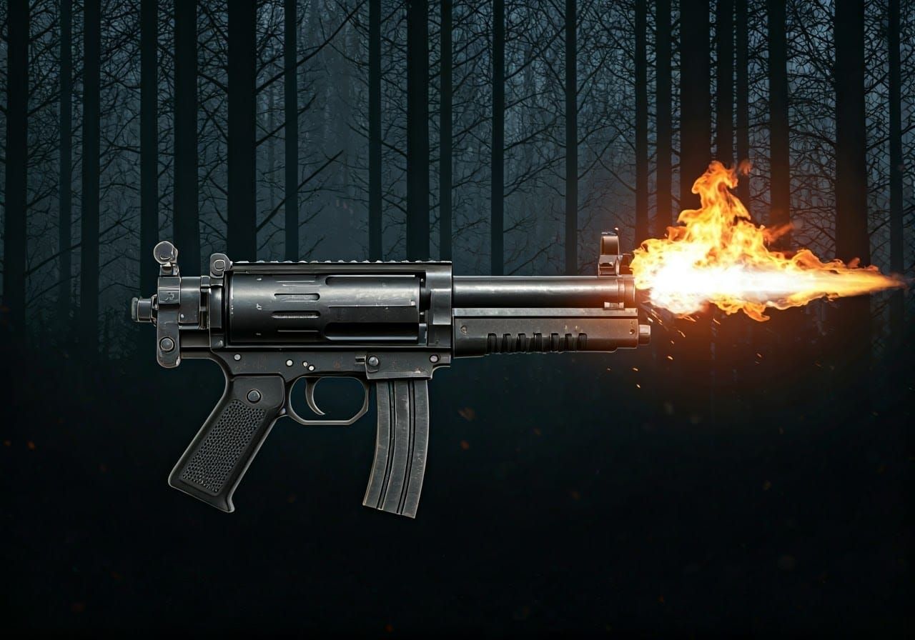 Futuristic M21 Submachine Gun in Cyberpunk Style