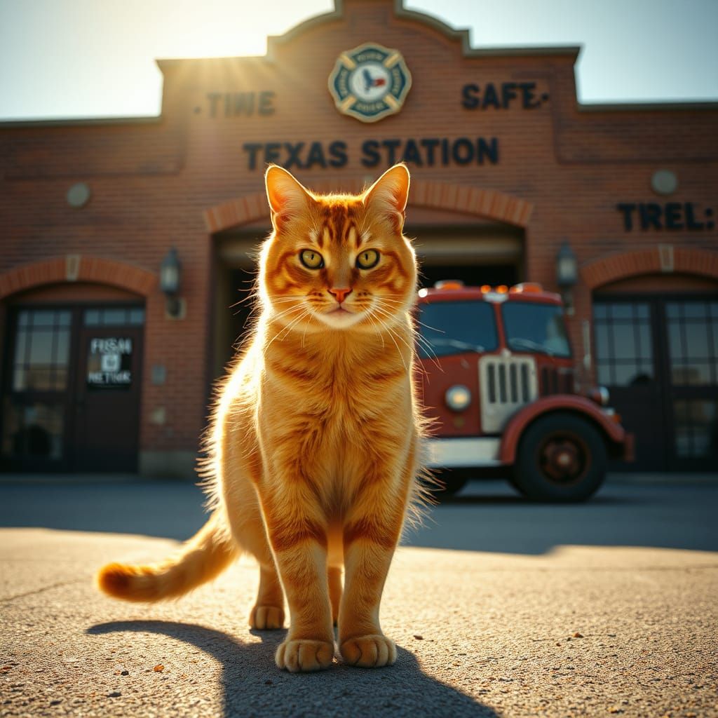 Orange Tabby Cat at Texas Fire Station
