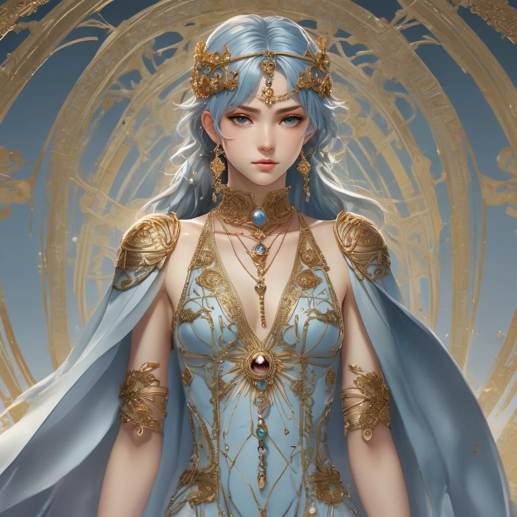 Anime Key Visual: Model in Blue and Gold