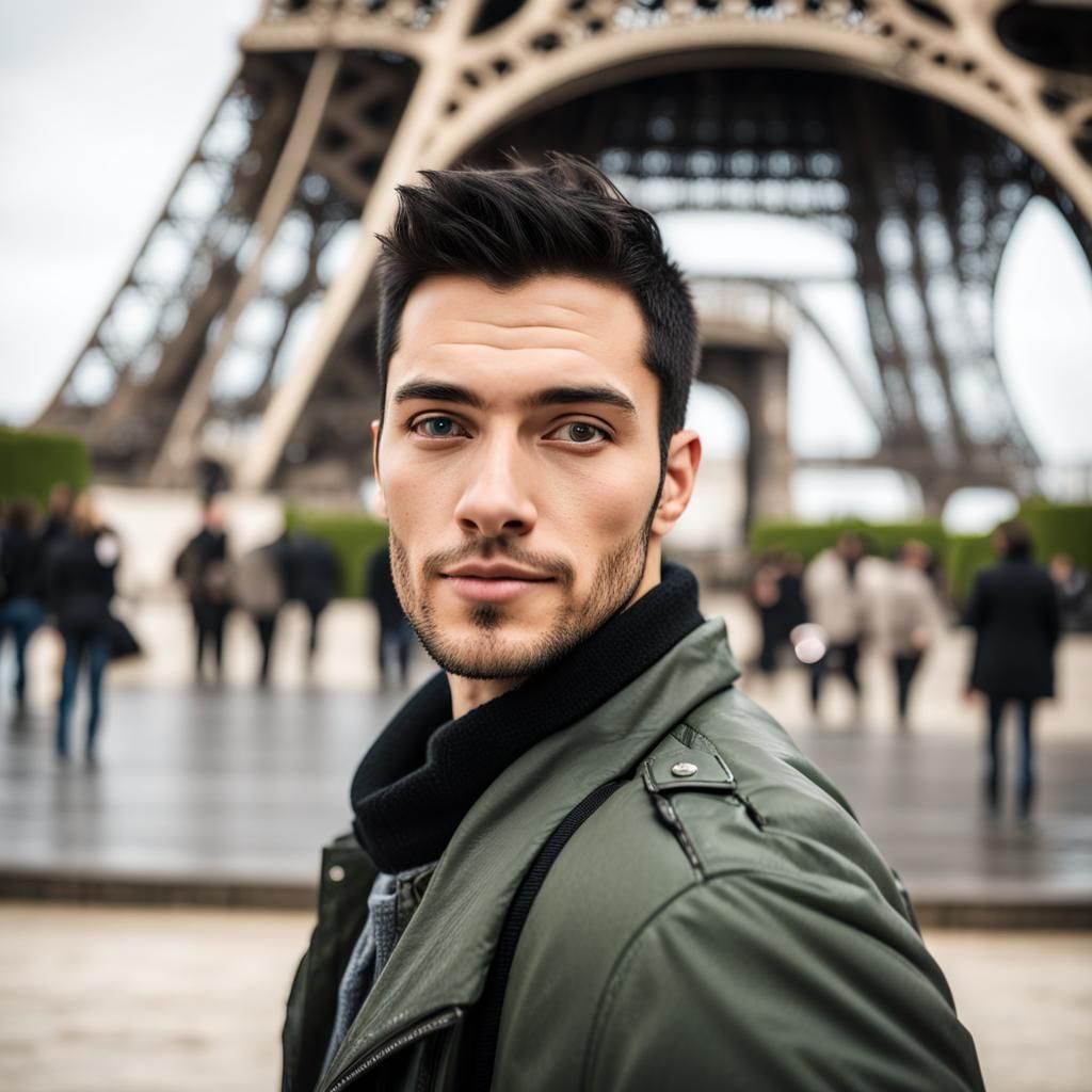 Man Takes Selfie With Eiffel Tower, Professional Photography