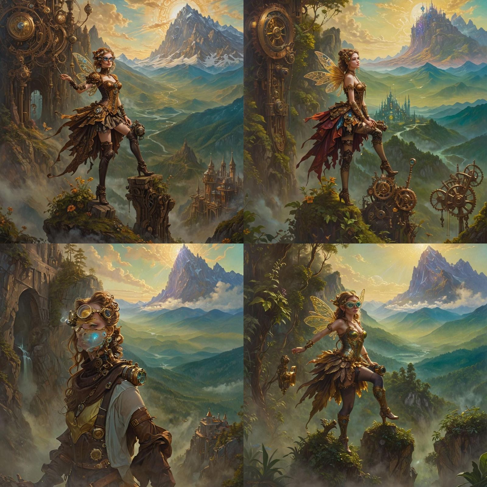 Steampunk Fairy in Spiritual Utopia: Symbolic Painting