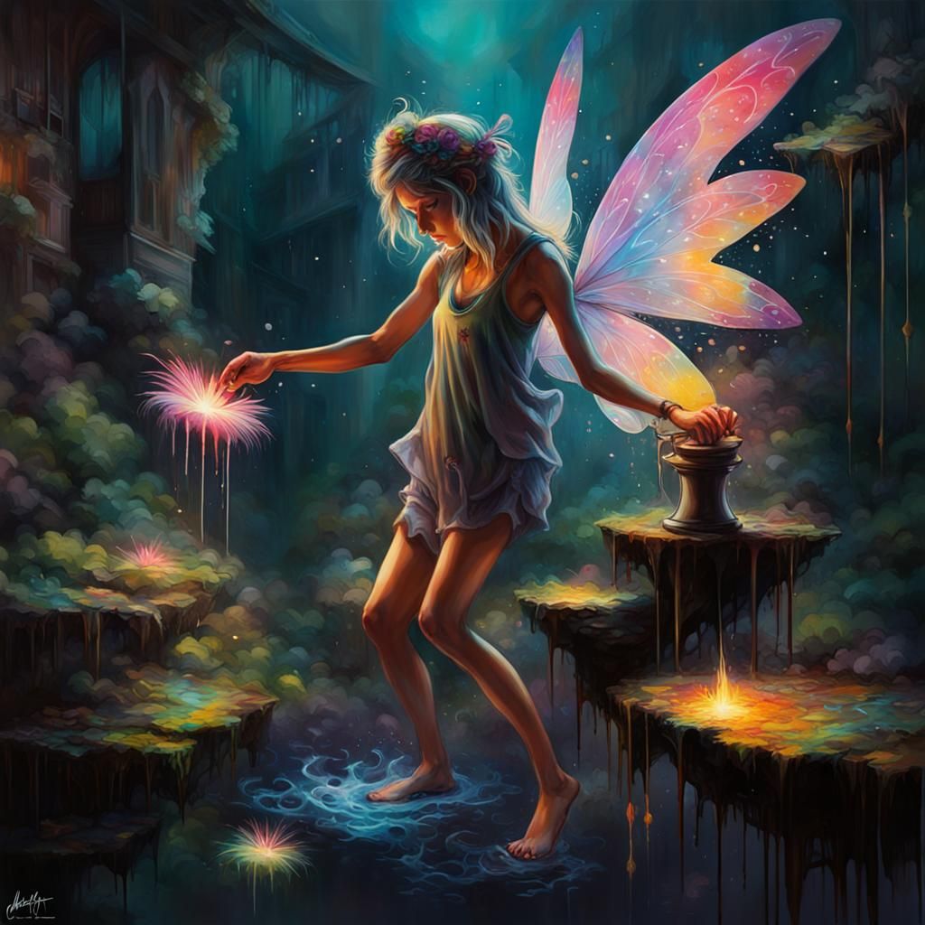 Puck as Graffiti Girl in Midsummer Dream