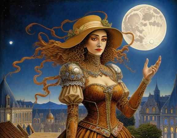 Surreal Moonlit Landscape in Cheval Style