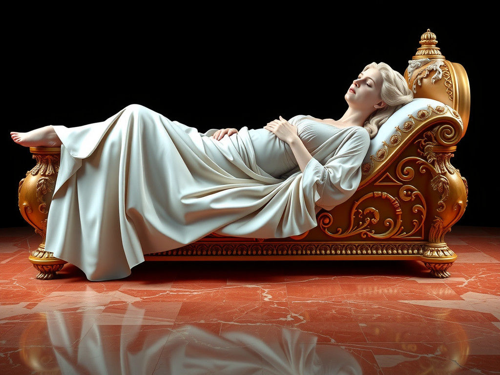 Classical Marble Statue on Ornate Triclinium