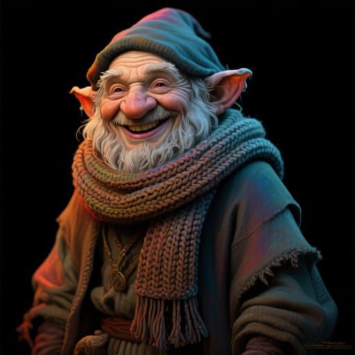 Grizzled Gnome Mendicant Portrait in Detailed Concept Art St...