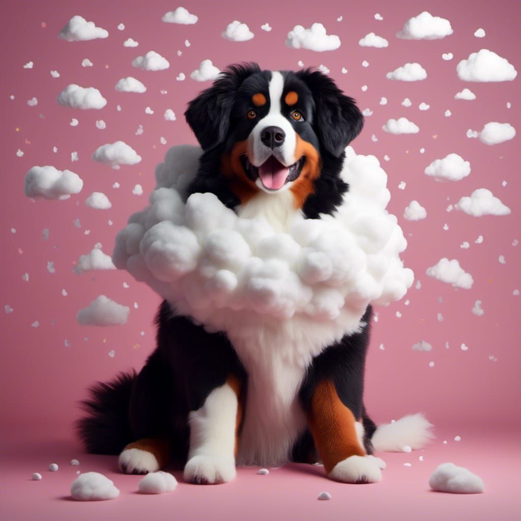 Fluffy Cloud Bernese Mountain Dog Portrait