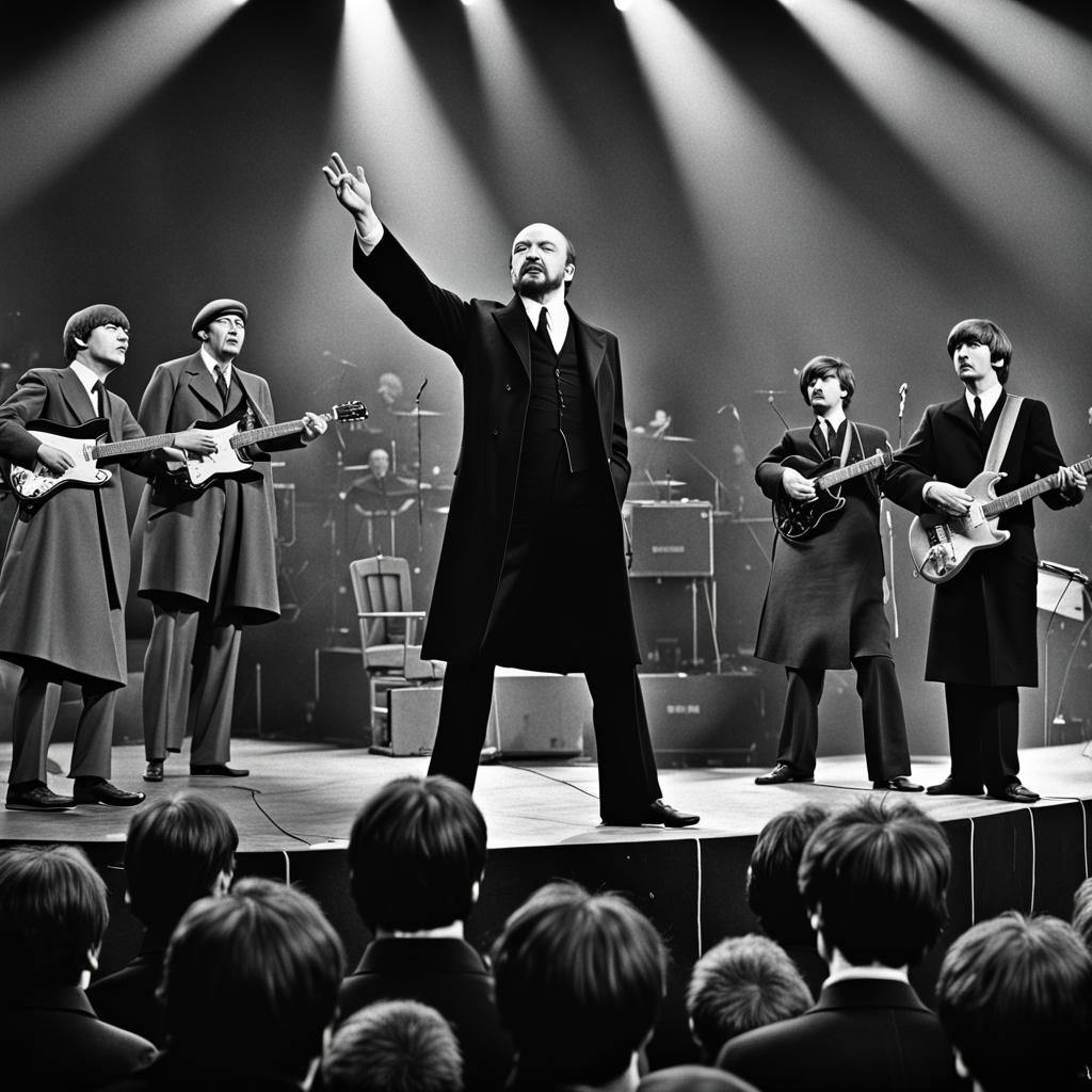 Lenin Fronting The Beatles On Stage in 8K