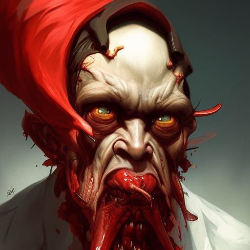 Detailed Portrait of a Demonic Redcap Goblin