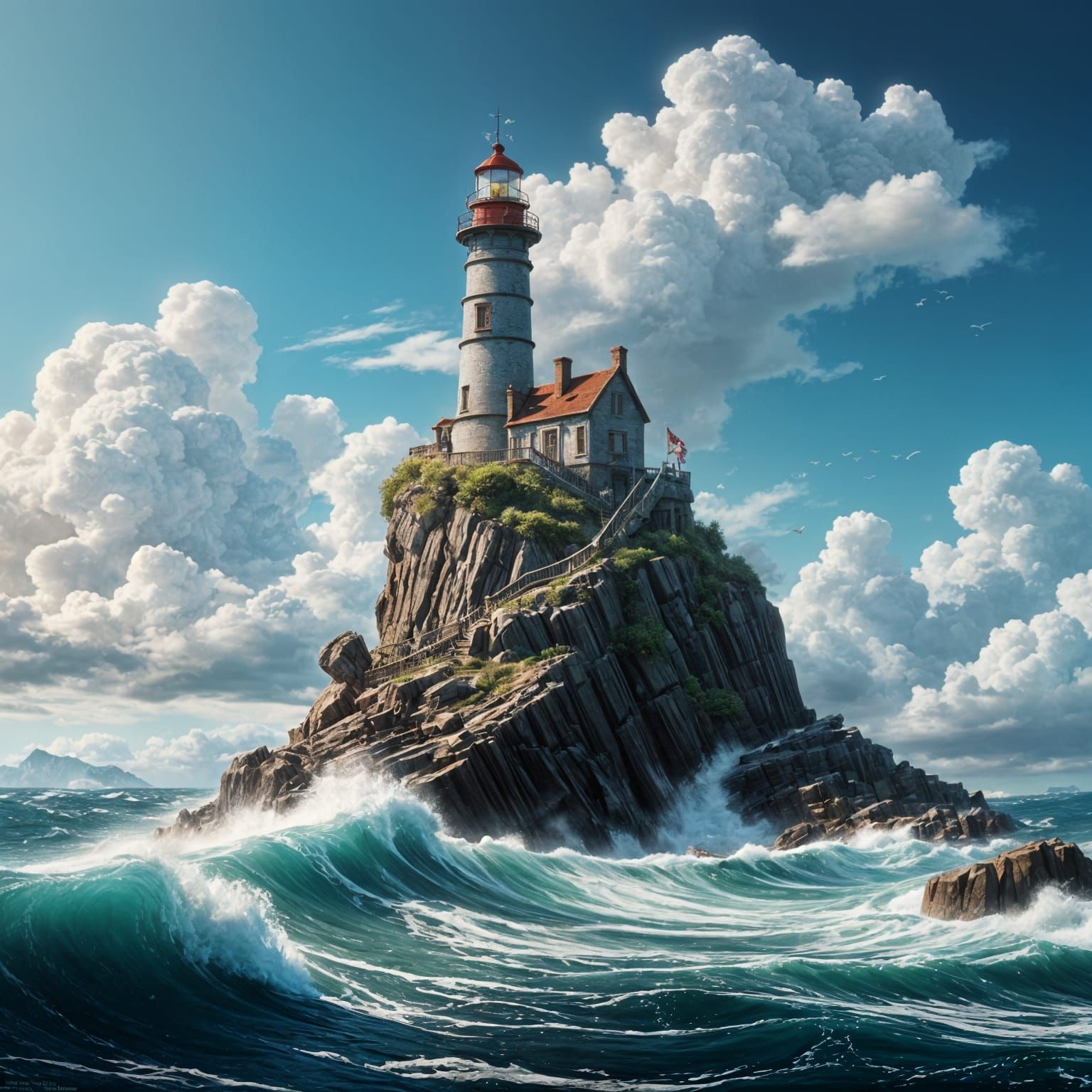 Luminous Lighthouse on Rocky Isle