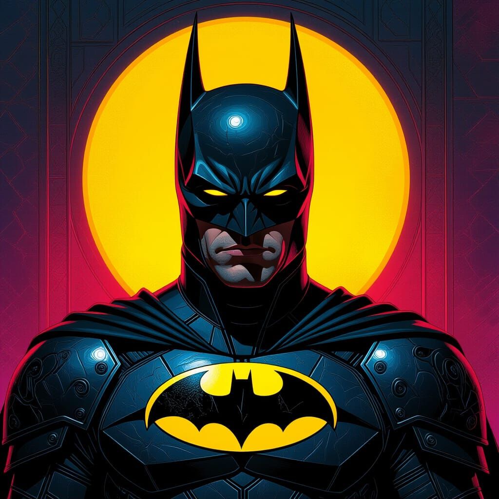 Batman in Medieval Armor with Bat Symbol