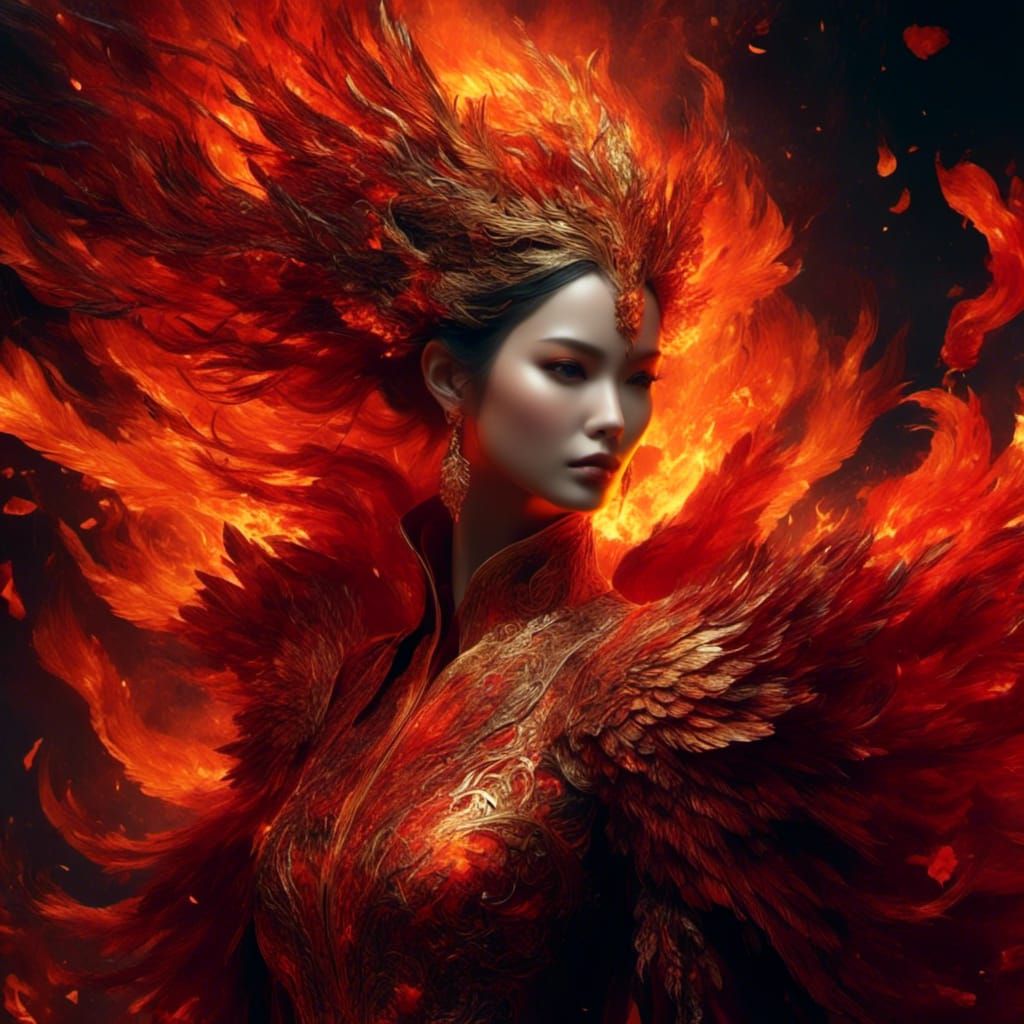 Phoenix Rising in Vibrant Watercolor Hues