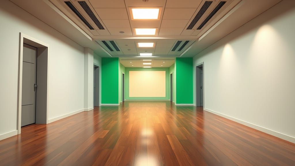 Futuristic Television Studio Hallway in High-Key Lighting