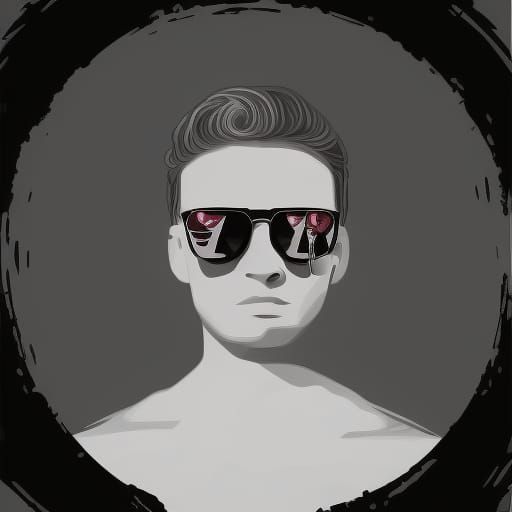 Cool Person in Sunglasses with Vaporwave Art