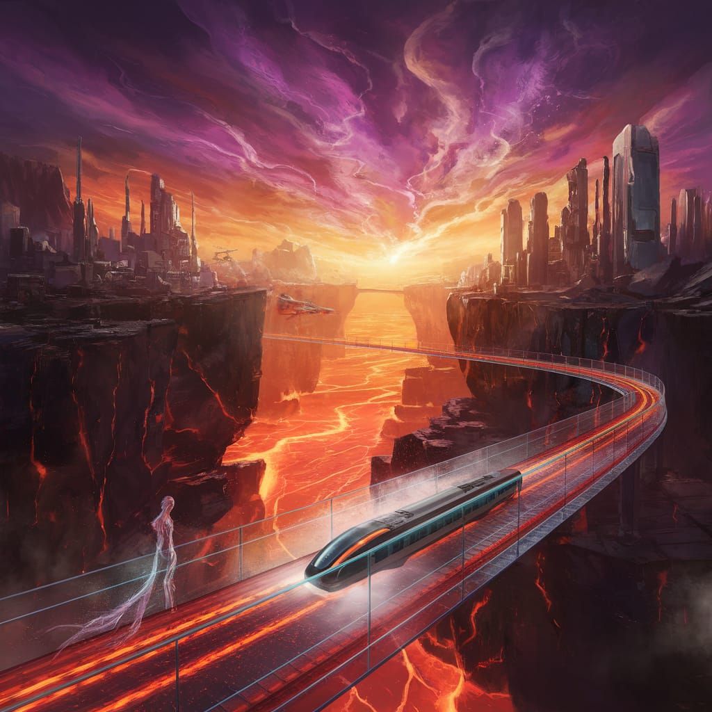 Fantasy-Scifi Glass Bridge Landscape
