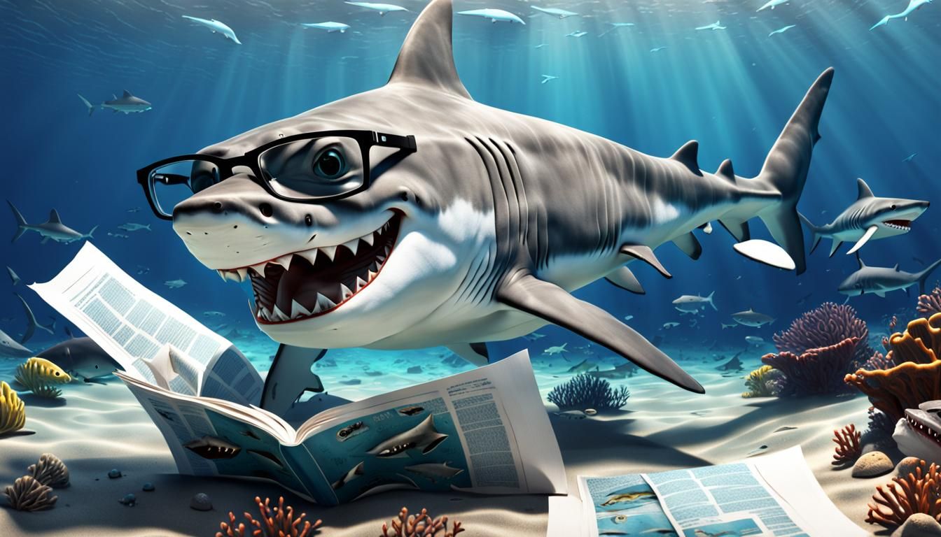 Cartoon Shark Family Relaxing on Ocean Floor