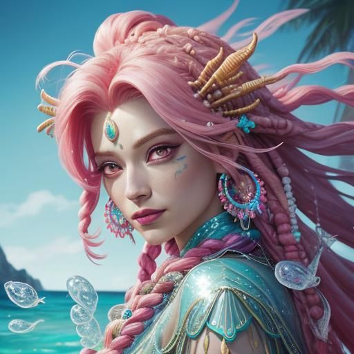 Bioluminescent Mermaid in Vibrant Digital Art