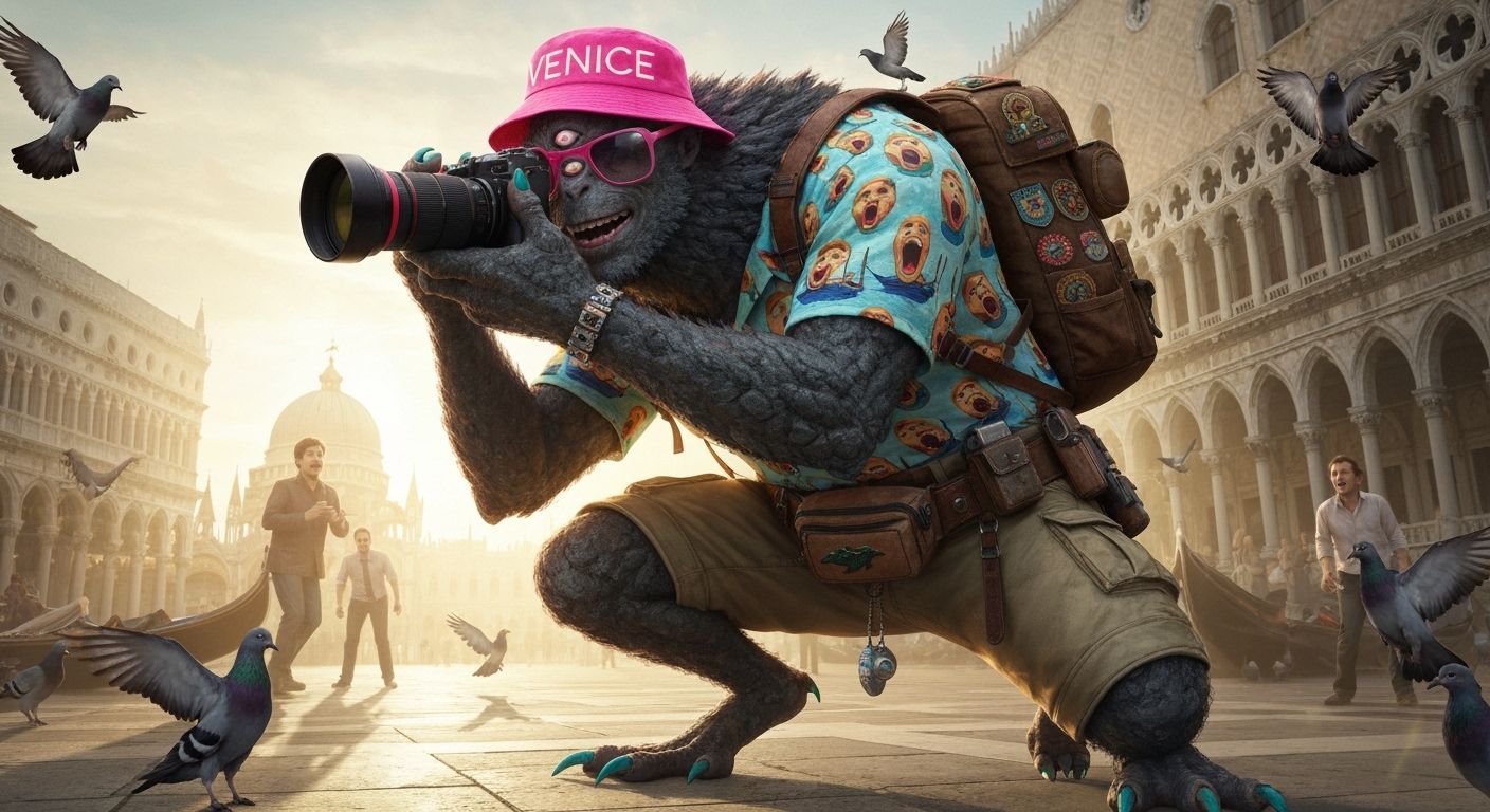 Volcanic Monster Tourist in Venice Piazza