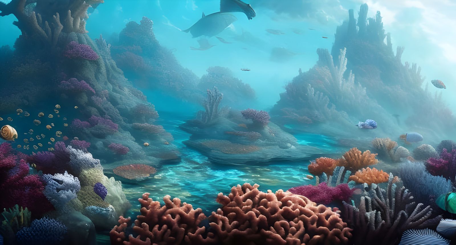 Magical Coral Reef Landscape in Hyper-Realistic Style