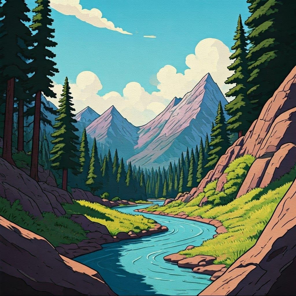 Brown Scouting Patch in Earthy Cartoon Landscape