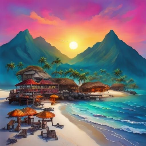 Cyberpunk Beachside Heist Unfolds Under Neon Lights