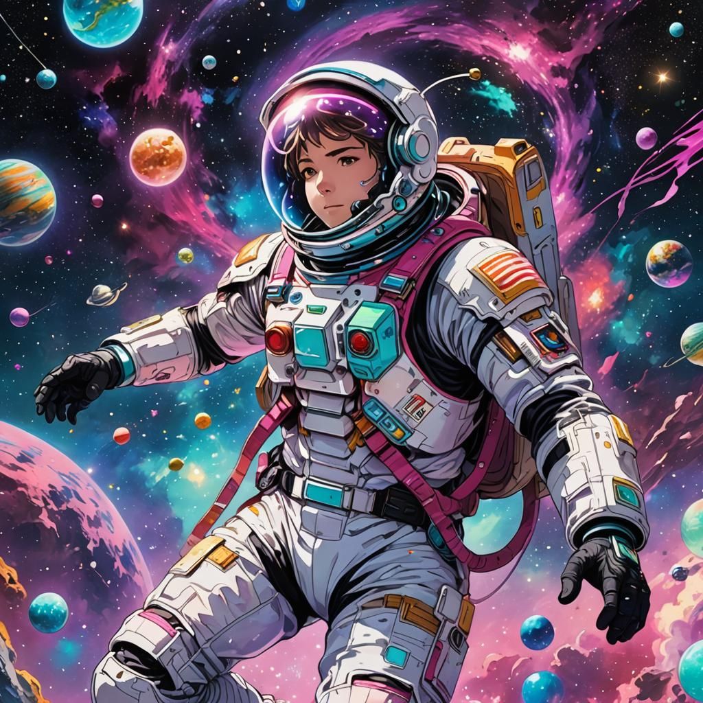 Galactic Anime Art: Captain Calverly in Zero Gravity