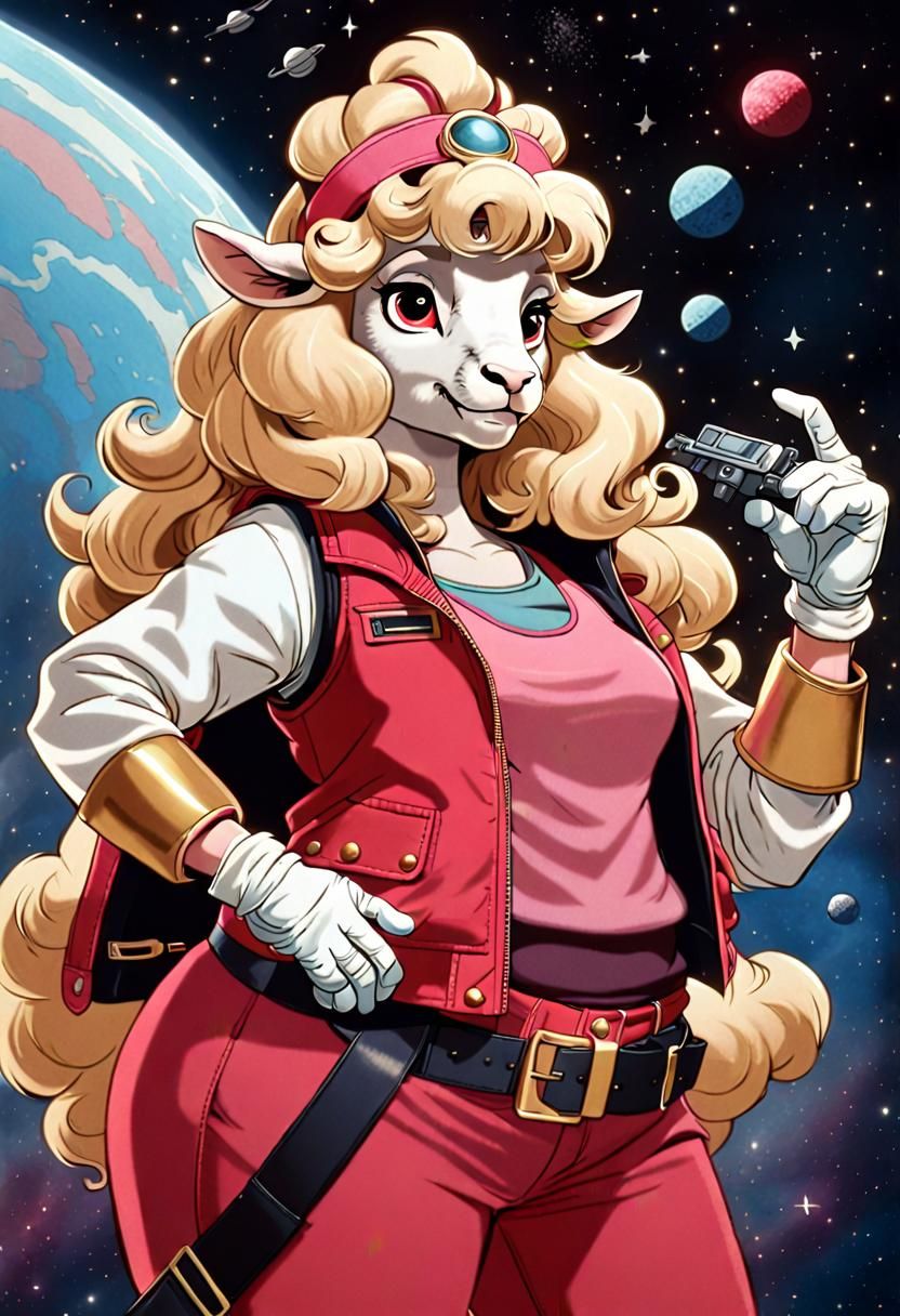 Confident Anthro Ewe Pilot in Frank Paur Style