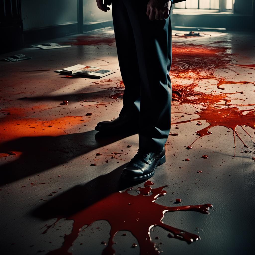 Film Noir Detective at Gritty Crime Scene