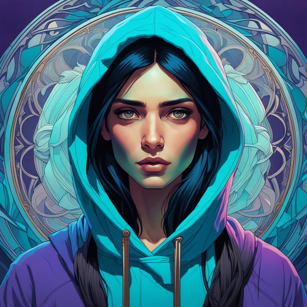 Hyperrealistic Portrait with Art Nouveau Influences