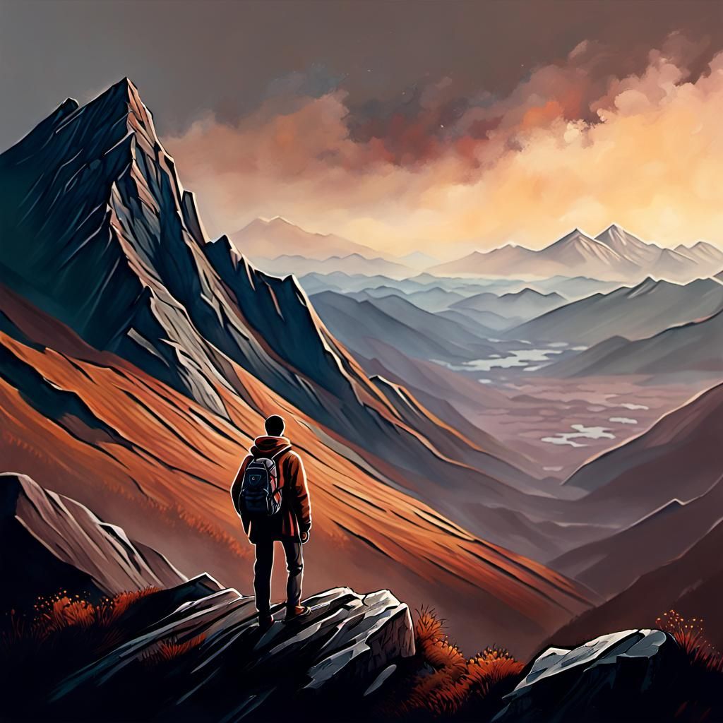 Majestic Mountain Landscape in Hyperrealistic Digital Art