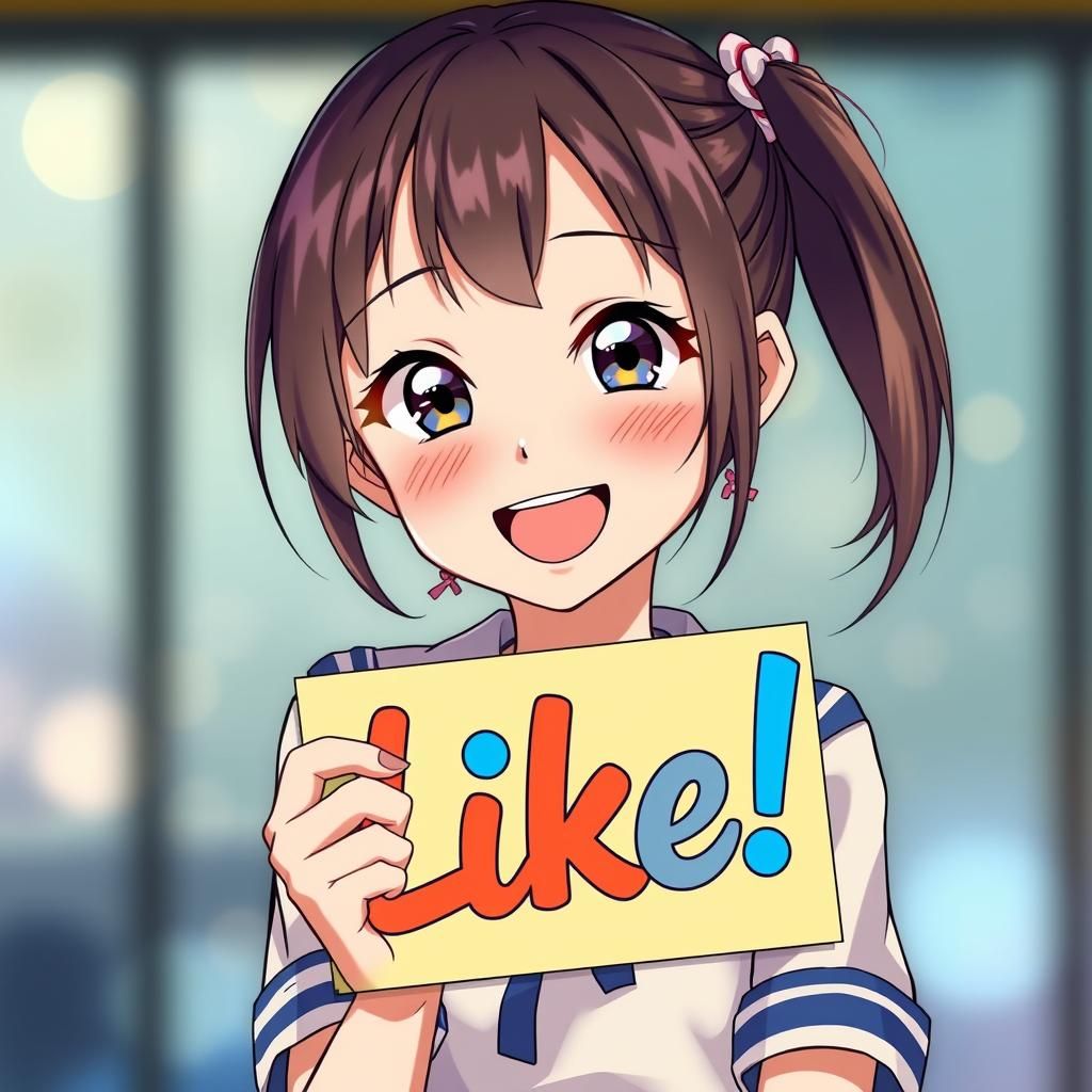 Anime Girl Promotes Likes in Manga Style