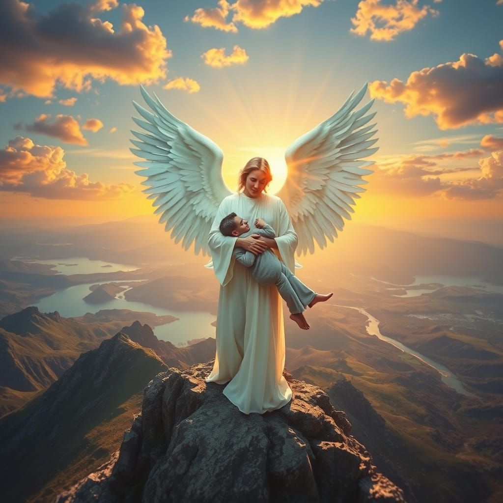 Angel of Serenity in Hyperrealistic Style